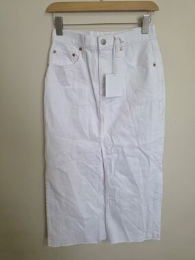 pistola White Straight-Leg Denim Skirt